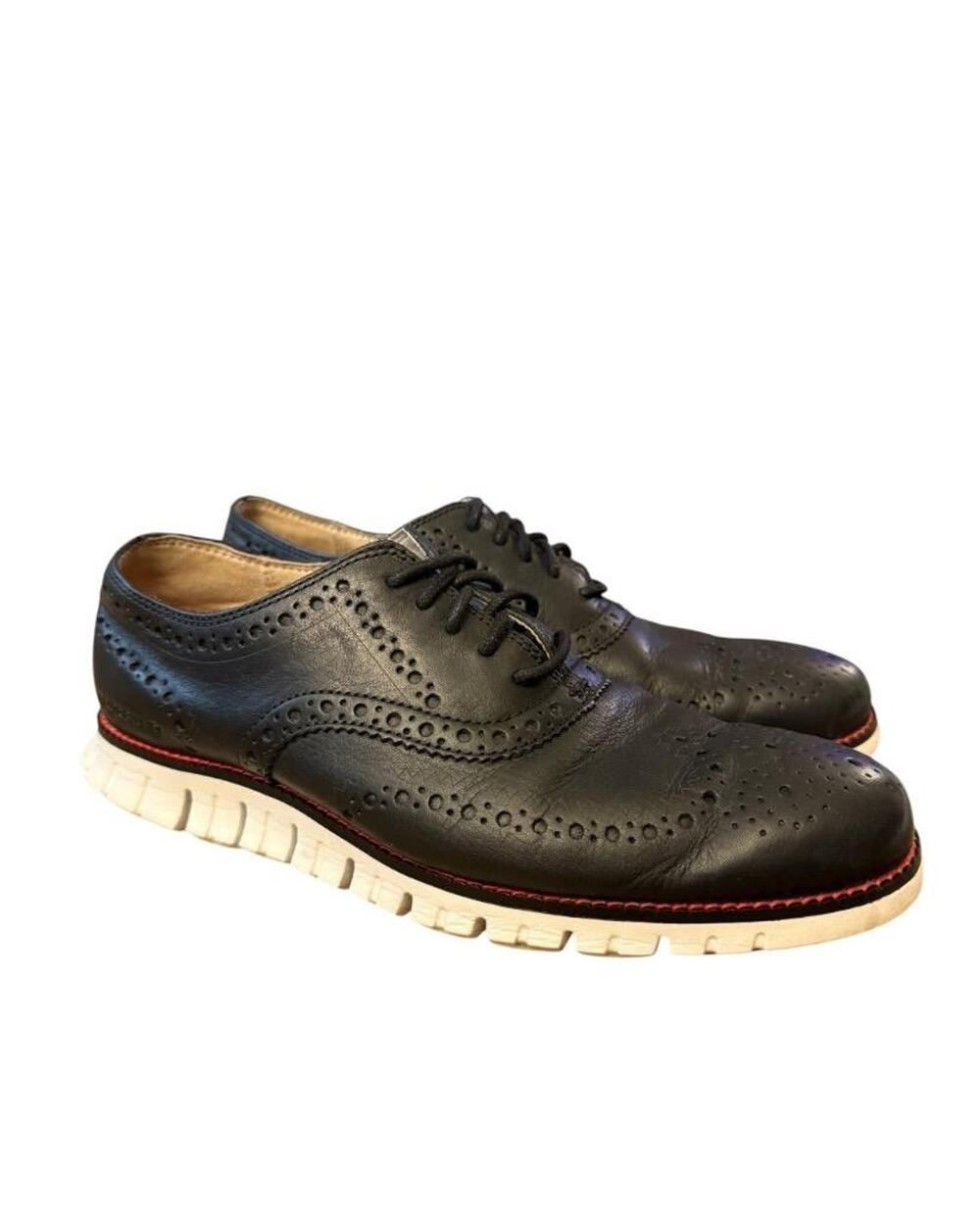 Cole Haan Zerogrand Black Leather Wingtip Oxford Men size 7.5